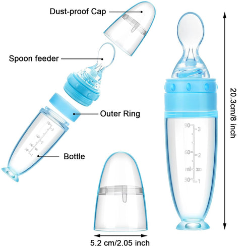 Tondiamo 3 Pieces Baby Food Feeder 3oz Silicone Baby Food Spoon Dispenser with Standing Base for Infant Dispensing and Feeding...