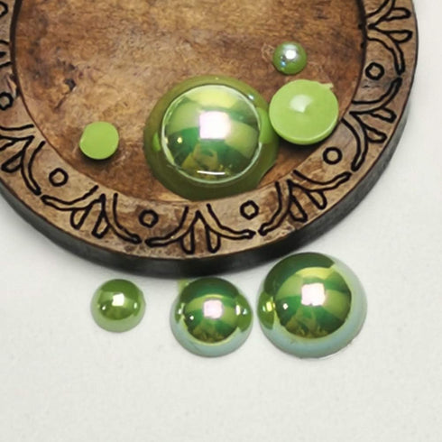 Chenkou Craft 3000PCS 1 Box Green Round Flatback Imitation Half Pearls Bead Loose Beads Gem (Green Half Ball)...