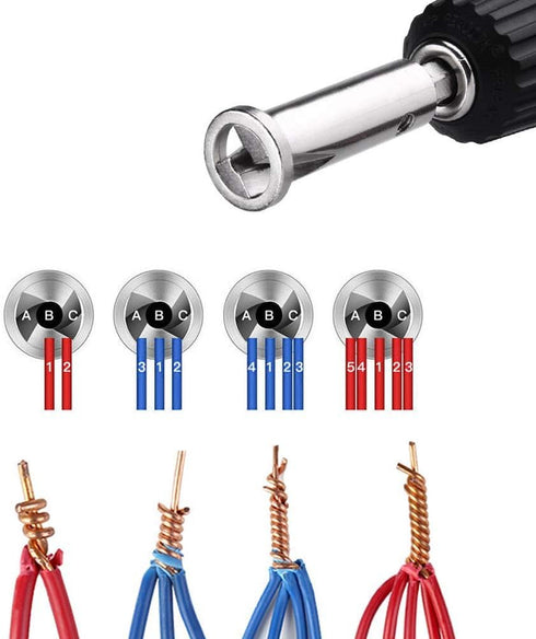 Wire Twisting Tools, 2.5/4 Flat 3 Lines & 5 Lines Universal Electrical Cable Quick Connector Wire Twister with Wire Stripper Expansion Adapter for...