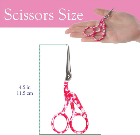 JubileeYarn Pointed Tip Embroidery Craft Stainless Steel Stork Scissors - Red - 1 Pair...