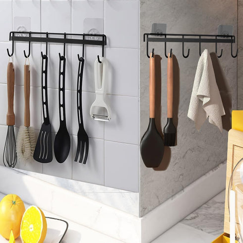 2 Pieces Kitchen Utensil Hooks,Adhesive Kitchen Utensils Hanging Rack,Wall Mount Kitchen Utensil Holder for Tools/Towel/Knife...