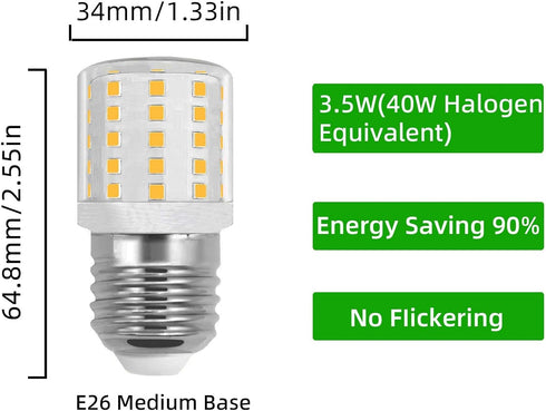 LED KEI D34L Refrigerator Light Bulb AC 100-265v 3.5w 40W Halogen Equivalent E26 Fridge Appliance A15 Daylight White 6000K 1 Pack...