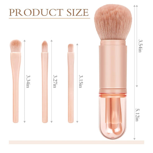 Travel Makeup Brushes Set: 4 in 1 Small Travel Makeup Brushes Mini Facial Makeup Brushes Retractable Makeup Brush Professional Foundation Blending...