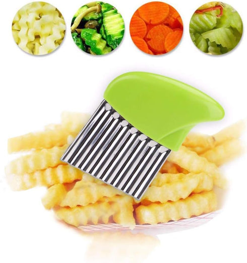 Crinkle Cut Knife set, 1 Fork Slicing Helper 3 Stainless Steel Crinkle Cutter, Fruit And Vegetable Wavy Chopper Knife, Potato Cutter Onion Cutter ...