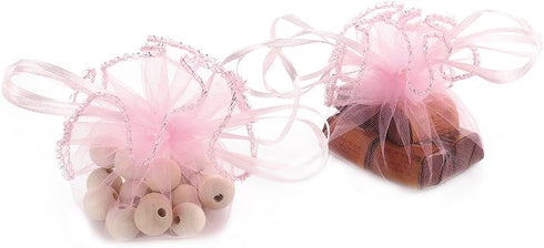 100Pcs 9.8 Inch Round Organza Bags Drawstring, Tulle Circles Baby Shower Wedding Party Favor Gift Bags Sheer Jewelry Candy Pouch (Pink)...