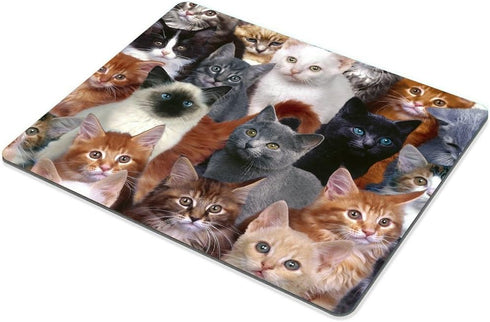 Smooffly Gaming Mouse Pad Custom Design,Cats Galore Mouse Pad White Black Brown Cat Personality Desings Gaming Mouse Pad...