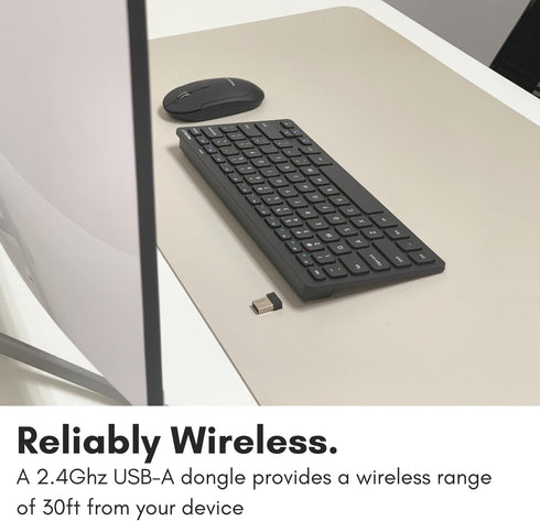 Macally 2.4G Small Wireless Keyboard - Ergonomic & Comfortable Computer Keyboard - Ultra Slim Compact Keyboard for Laptop or Windows PC, Tablet, T...