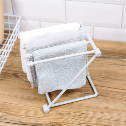 Countertop Dishcloth Drying Rack, 4 Arms Lightweight Space Saving Compact Dish Rag Cloth Holder Foldable for Kitchen (Light Grey)...