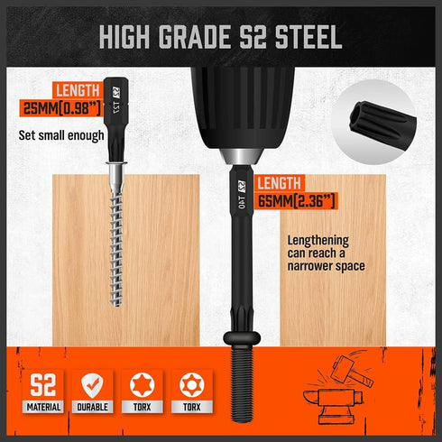 HORUSDY 24-Piece Tamper Resistant Star Bits, S2 Alloy Steel, 1" and 2.3" Long T5 - T40 Security Torx Bit Set....