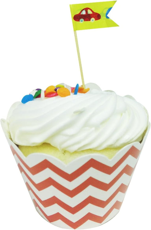 Wrapables Standard Size Chevron Cupcake Wrappers (Set of 20), Orange...