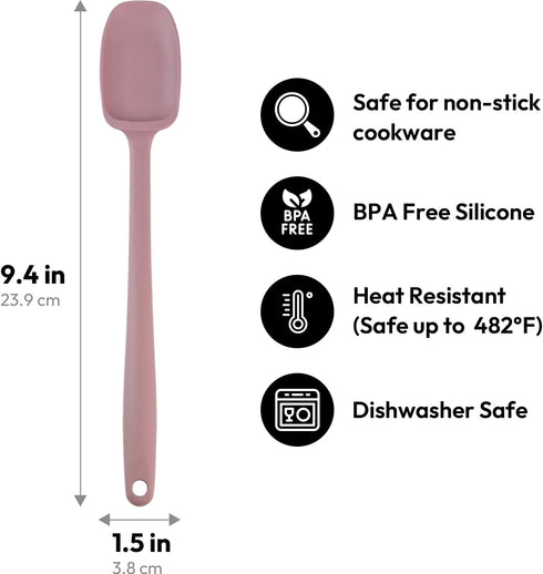 Carrotez Silicone Spoon Spatula, 9.4 inch Heat Resistant Cooking Spoon, Spoonula, Non Stick Spatula for Stir Fry, Cooking, Baking - Dusty Pink...