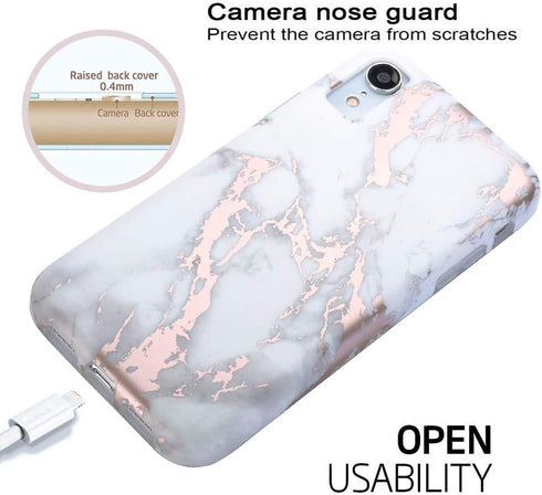 BAISRKE Marble Case for iPhone XR, Shiny Rose Gold Design Bumper Matte TPU Soft Rubber Silicone Cover Phone Case for iPhone XR 6.1 inch (2018) - W...