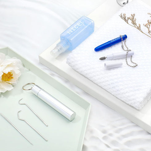 5 Pieces Dental Tools Travel Dental Pick Metal Tooth Scraper Professional Stainless Steel Teeth Cleaning Tools with Holder Case Portable Toothpick...