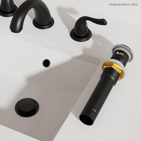Phiestina Pop Up Drain for Bathroom Sink with Overflow, Stainless Steel Sink Drain Hair Catcher Anti Clog All Metal for Vessel Sink Lavatory Vanit...