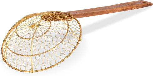 Craft Wok Small 6-Inch Brass Mesh Strainer/Spider Skimmer Zhao Li, Robust & Elegant Kitchen Tool for Frying & Straining, Authentic Oriental Cookwa...