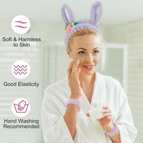 Animal Ear Headbands for Washing Face Skin Care Headbands for Women Makeup Headband Women Skincare Wristbands for Washing Face Spa Face Wash Headb...