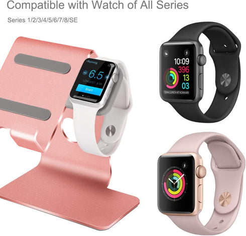 2 in 1 Charger Stand Compatible with Apple Watch Series Ultra2/Ultra/10/9/8/7/6/5/4/3/2/1/SE (38mm/40mm/41mm/42mm/44mm/45mm/46mm/49mm) and Compati...