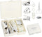 EooUooIP Practical and Beautiful Office Supplies White Handbook Tool Box,Stapler Tape Staples Hole Puncher Paper Scissor for Efficient Work and St...