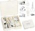 EooUooIP Practical and Beautiful Office Supplies White Handbook Tool Box,Stapler Tape Staples Hole Puncher Paper Scissor for Efficient Work and St...