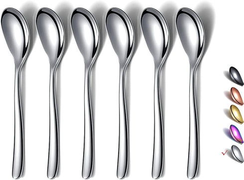 Demitasse Espresso Spoons, 5.5'' Mini Coffee Spoons, Stainless Steel Small Spoons,Tea Spoons for Dessert, Set of 6, Dishwasher Safe (Silver)...
