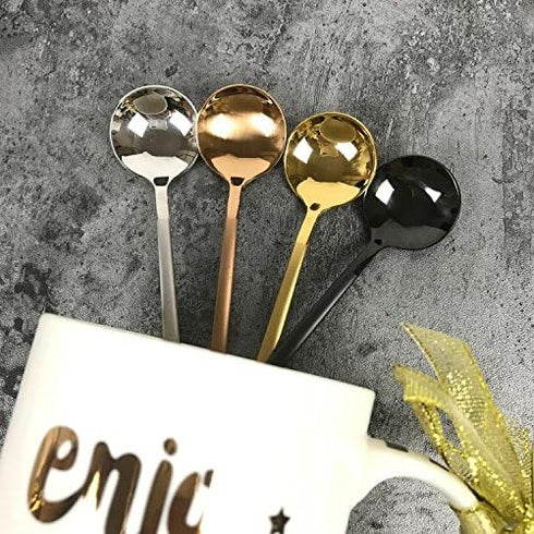 6 PCS Espresso Spoons 18/8 Stainless Steel, 5.2 Inches Vogue Mini Teaspoons Set for Stirring Coffee, Dessert Cake, Ice Cream, Soup, Antipasto Capp...