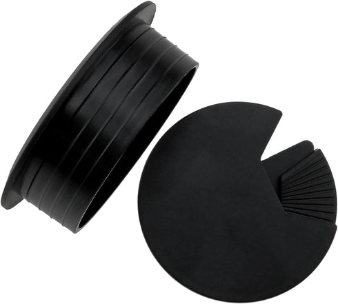 Lovelysp 2-3/8 inch Table Wire Cable Ring Hole Cover for Office PC Desk Cable Cord Organizer Plastic Cover (Open Hole 60mm Wire Box Black)-4PCS...