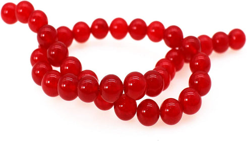 Chalcedony Natural Stone Round Smooth Loose Beads for Jewelry Making DIY Handmade - 15" 1 Strand per Bag (10mm, 08 Red)...