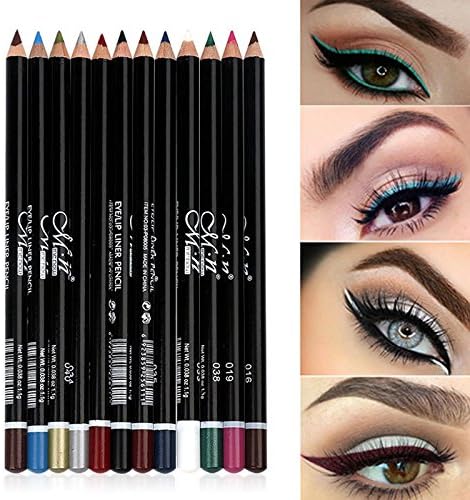 12Pcs Lot Set 12 Colors Eyeliner Pencil Waterproof Eyebrow Pencil Cosmetics with a Pencil Sharpener...