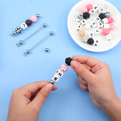 Hicarer 20 Pcs Beadable Keychain Bars Blanks Bulk Key Chain Making Supplies Beadable Metal Links for Jewelry Making Keychain Bars Accessories for ...