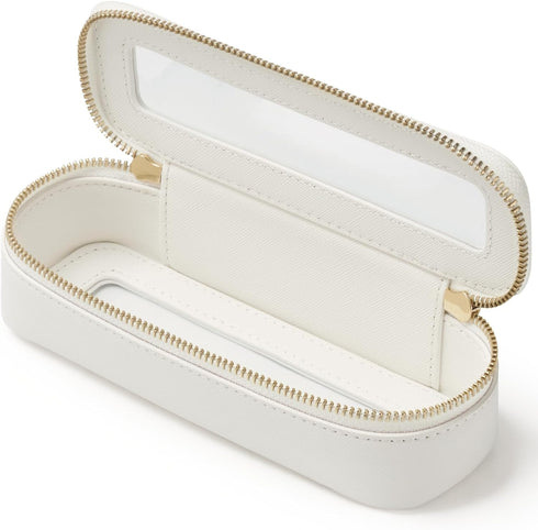 Slim Makeup Brush Bag Travel Clear Toiletry Bag for Women Cute White Make Up Bag for Traveling Cosmetic Bag Organizer Waterproof Tansparent Beauty...