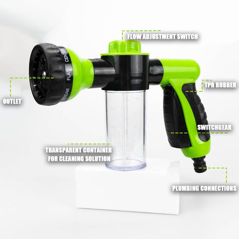 Car Wash Foam Gun,High-Pressure Water Garden Hose Nozzle,Soap Foam Spray with 8-in-1 Adjustable Spray Mode,Foam Cleaning Sprayer for Vehicles,Flow...