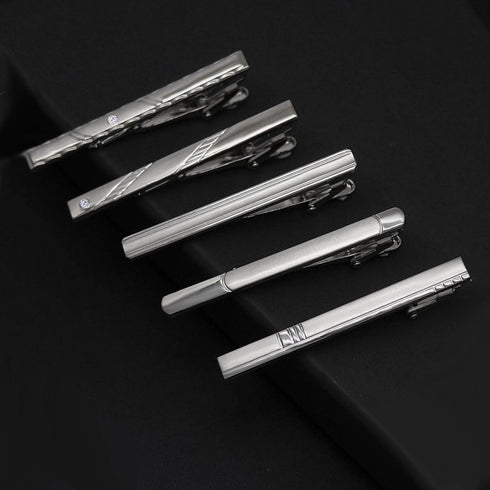 5 Pcs Classic Tie Clips Set Regular Ties Necktie Wedding Business Tie Bar Clips Fashion Jewelry for Men Boy Gold Blue Black Silver...