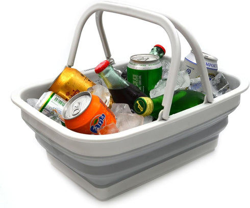 SAMMART SAMMART 9.2L (2.37Gallon) Collapsible Tub with Handle - Portable Outdoor Picnic Basket/Crater - Foldable Shopping Bag - Space Saving Stora...