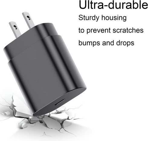 2 Pack 25W USB-C Super Fast Chargers & 6ft Cable for Samsung Galaxy S22, S21, S20, Note 20 - Fast Charging Wall Charger and Android Phone Charging...