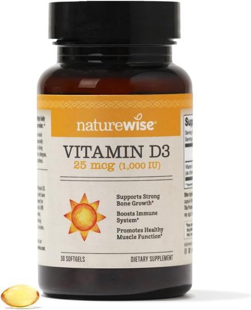 NatureWise Vitamin D3 1000iu (25 mcg) 1 Month Supply for Healthy Muscle Function, Bone Health and Immune Support, Non-GMO, Gluten Free in Cold-Pre...