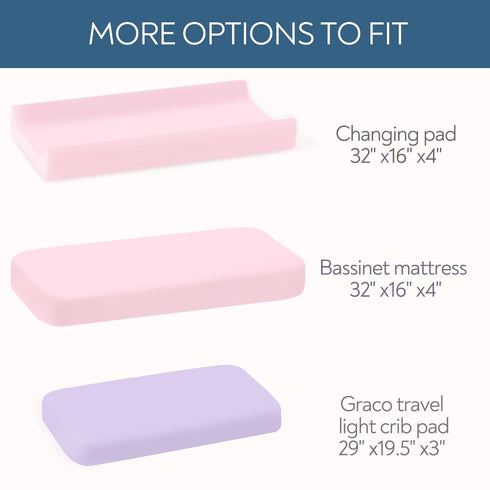 Changing Pad Cover for Girls 4 Pack, Baby Fitted Changing Table Cover Sheets, Soft Breathable for 32"x16" Diaper Change Table Pad, Bassinet Sheets...