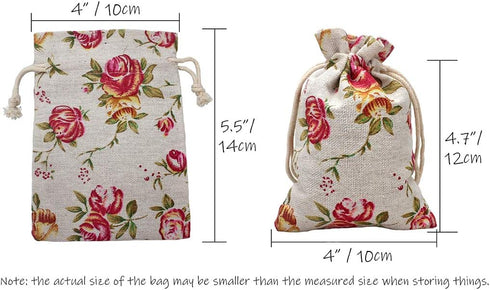 24 Pack Rose Double Drawstring Burlap Bags Gift Burlap Favor Bag Reusable Linen Bags Jewelry Pouches Sacks for Wedding Party, 5.5"x 4", Presents F...