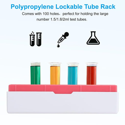 PATIKIL 100 Well Centrifuge Tube Freezer Storage Box, 2 Pcs Polypropylene Lockable Tube Rack for 1.5/1.8/2ML Tubes Vials Samples, Green...