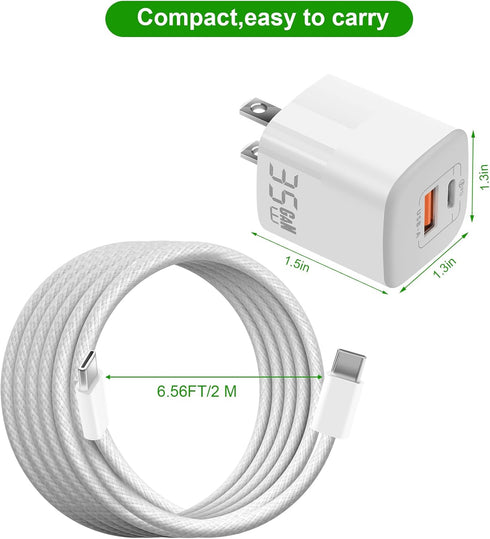 35W Dual Ports USB-C Charger with 6.6ft Charging Cable for DJI Mini 4 Pro,Mini 3/2/2 SE,Mavic Mini Drone,Aavta,Action 3/4,RC/RC 2 Remote Controlle...