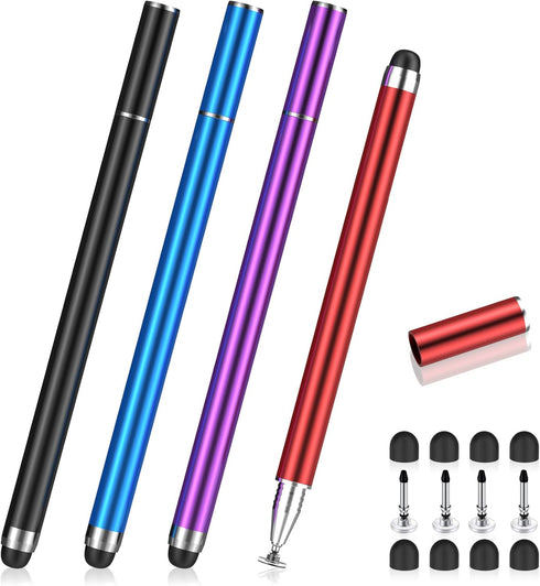 MEKO 4 Pack Stylus Pens for Touchscreens, 2-in-1 High Sensitivity&Precision Capacitive Stylus Pens for iPad iPhone Android Smartphone Tablets All ...