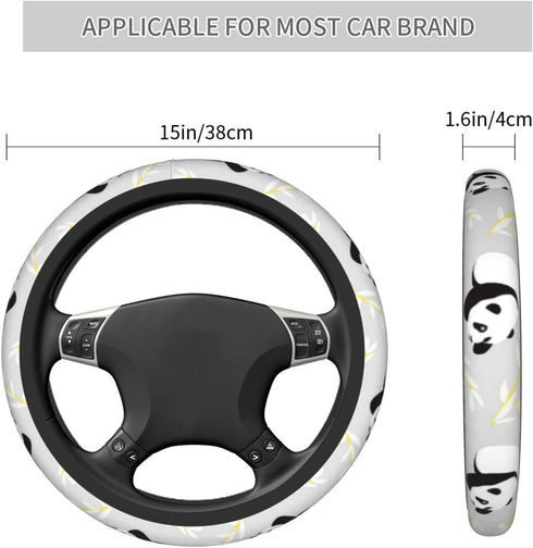 Cute Pandas Steering Wheel Cover for Women Girls Car Accessories Universal 15 Inch Auto Steering Wheel Protector Breathable Non Slip...