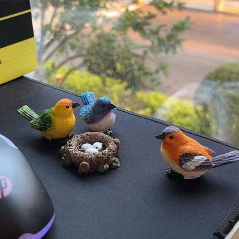 1 Set Mini Bird Decoration Micro Landscape Bird Moss Landscape Ornament Resin Bird's Nest Egg Fairy Animal Cute Model for Garden Micro Landscape H...