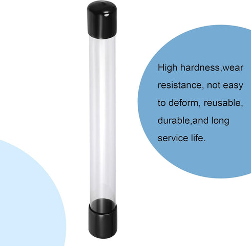 MECCANIXITY Clear Storage Tube 0.8" x 9"(20mm x 230mm) Lightweight for Bead Containers, Craft, DIY with Black Caps 5 Pack...