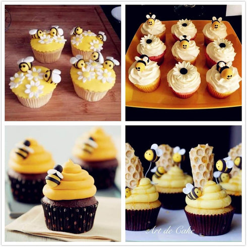 JeVenis Bumble Bee Cake Decoration Set - Bumble Bee & Daisy Flower Fondant Molds for Baby Shower & Gender Reveal Parties...