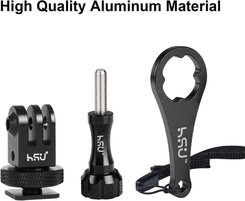 HSU Aluminum Cold Shoe Mount Adapter, 1/4-20 Screw Hole Tripod Mount Adapter for GoPro Hero 12/11/10/9/8/7/6, DJI Osmo Action AKASO, Applicable fo...