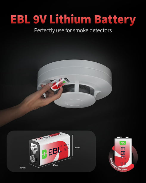 EBL 9V Rechargeable Batteries 9 Volt Lithium ion 600mAh Li-ion Batteries (4-Packs)...