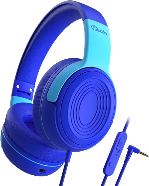 ELECDER Kids Headphones, S8 Wired Headphones for Kids with Microphone for Boys Girls, Adjustable 85dB/94dB Volume Limited (Navy/Blue)......
