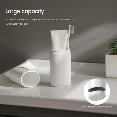 Travel Toothbrush Case, Portable Tooth Brush Holder and Toothpaste Cover Container with Mouthwash Cup, Compact Oral Clean Tools Organizer for Trav...