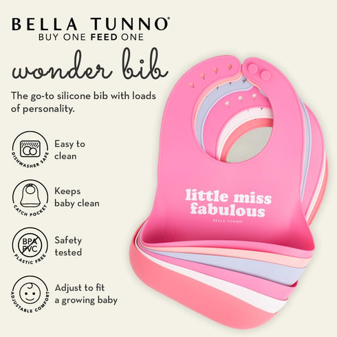 Baby Bib for Eating by Bella Tunno, Set of 2 Waterproof Silicone Bibs with Large Food Catcher, Adjustable Fit for Babies 4-12 months & Toddlers 1-...