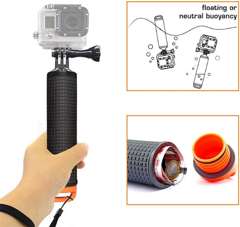 Waterproof Floating Hand Grip for GoPro Hero Session Black Silver Hero 10 9 8 7 6 5 4 3 3+ 2 1 SJ4000 SJ5000 Action Cameras with Camera Float Stra...